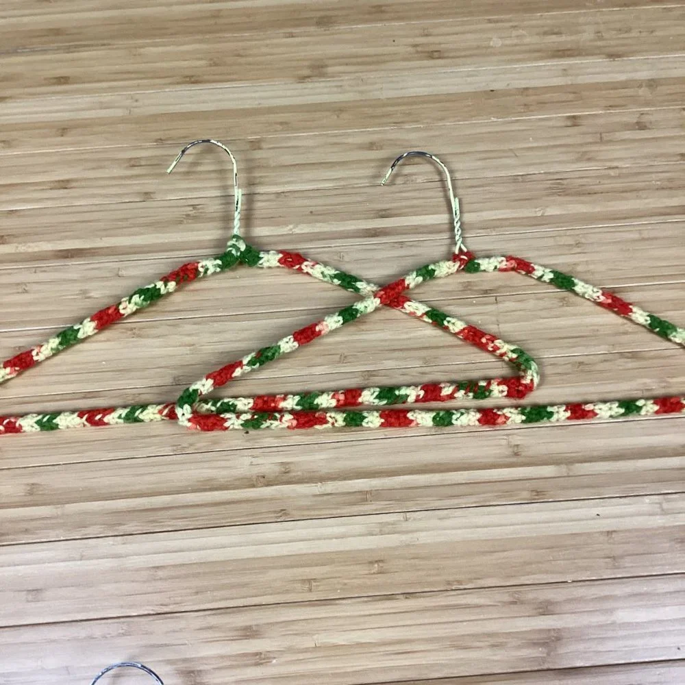 Vintage 1970s Set of 8 Crocheted Wire Hangers